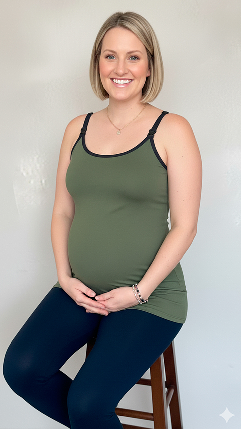 Polo Tiritas: Soporte & Lactancia & Casual - (Verde / Militar) 