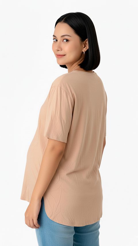 Polo Aura Manga Corta: Suavidad & Estilo Diario (Beige)