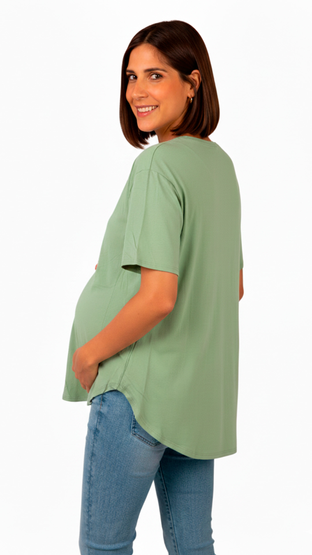 Polo Maternal MangaCorta, Lactancia Cierres Ocultos Laterales, Algodon Verde 6