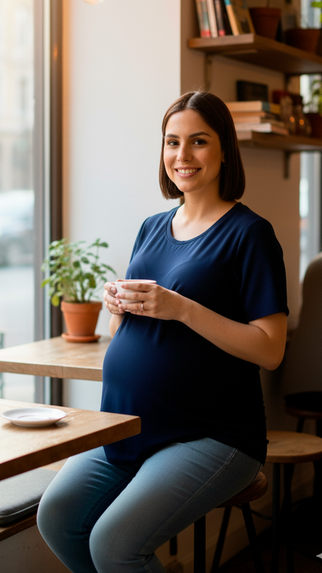 Polo Maternal MangaCorta, Lactancia Cierres Ocultos Laterales, Algodon Azul 14