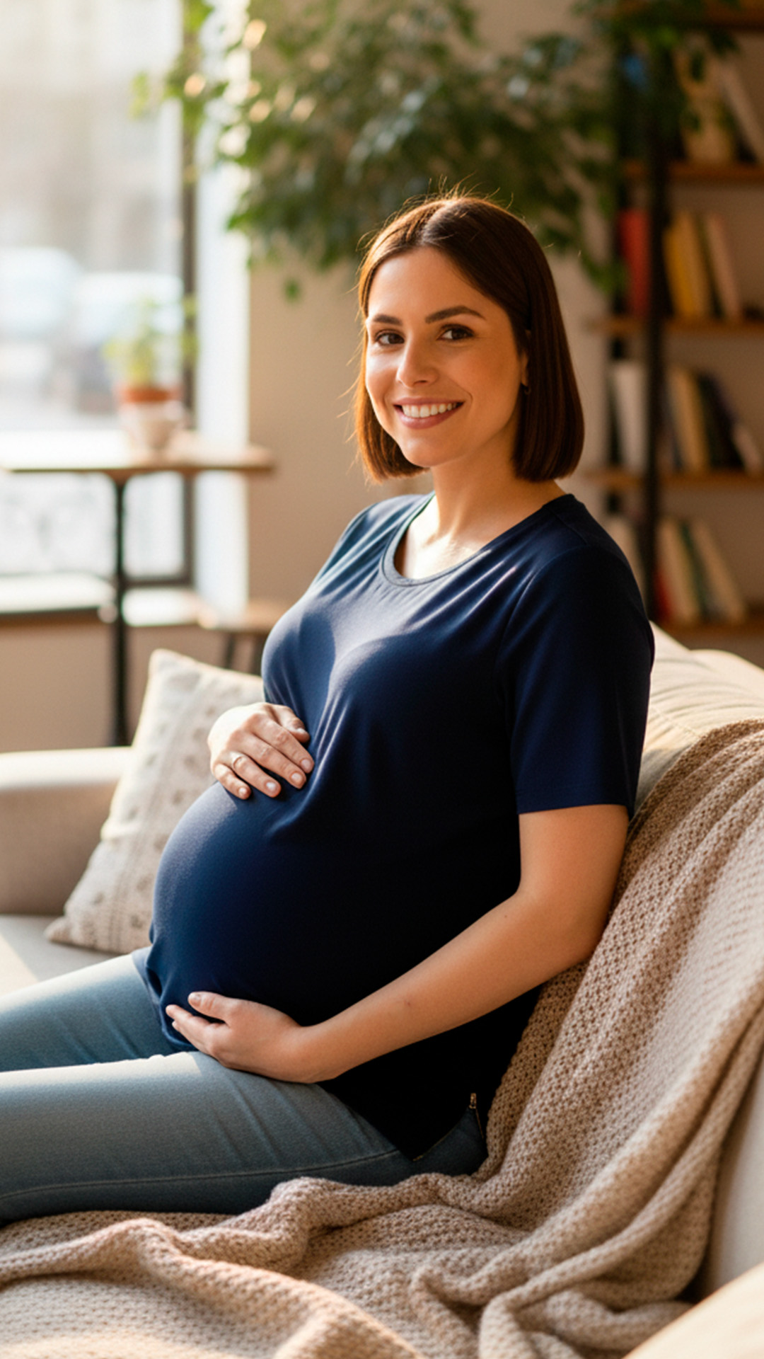 Polo Maternal MangaCorta, Lactancia Cierres Ocultos Laterales, Algodon Azul 15