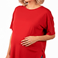 Polo Maternal MangaCorta, Lactancia Cierres Ocultos Laterales, Algodon Rojo - Miniatura 1
