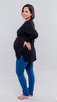 Polo Maternal Aura Manga Larga: Suavidad & Estilo Diario (Negro) - Miniatura 3