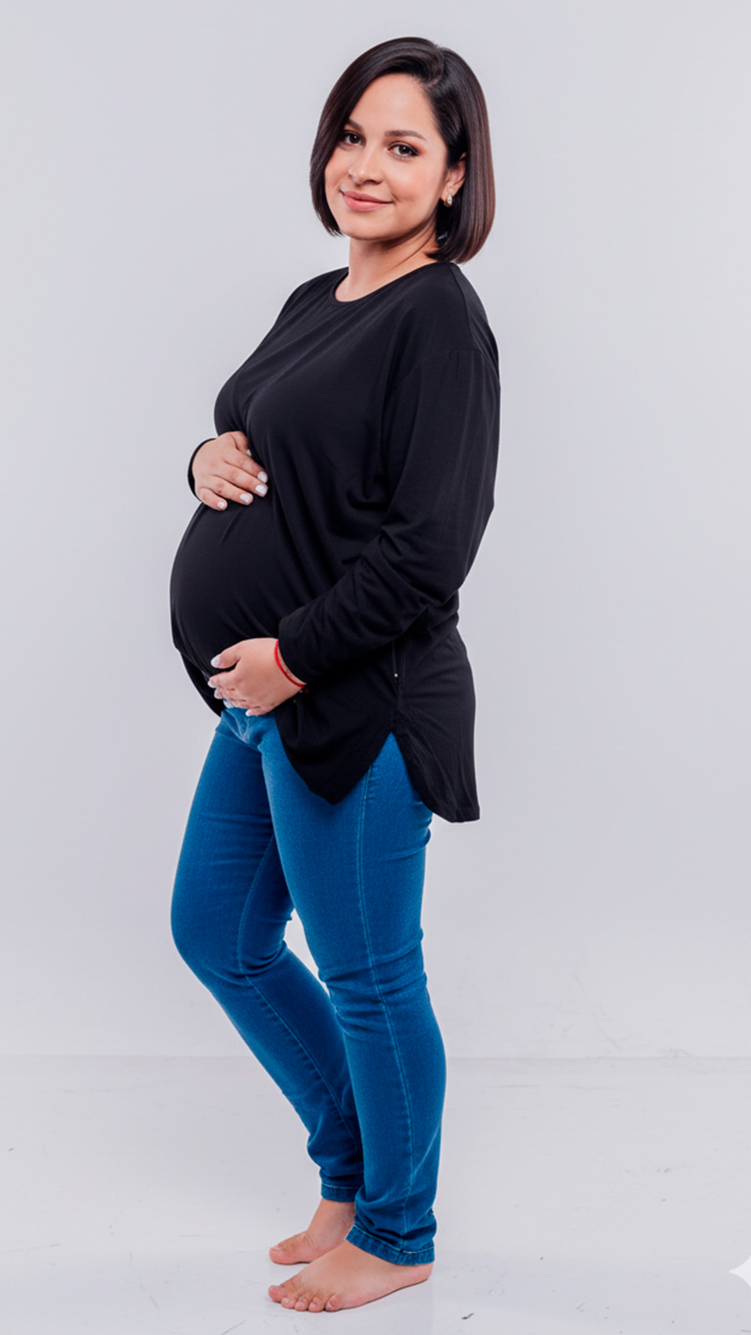 Polo Maternal MangaLarga, Lactancia Cierres Ocultos Laterales, Algodon Negro 4