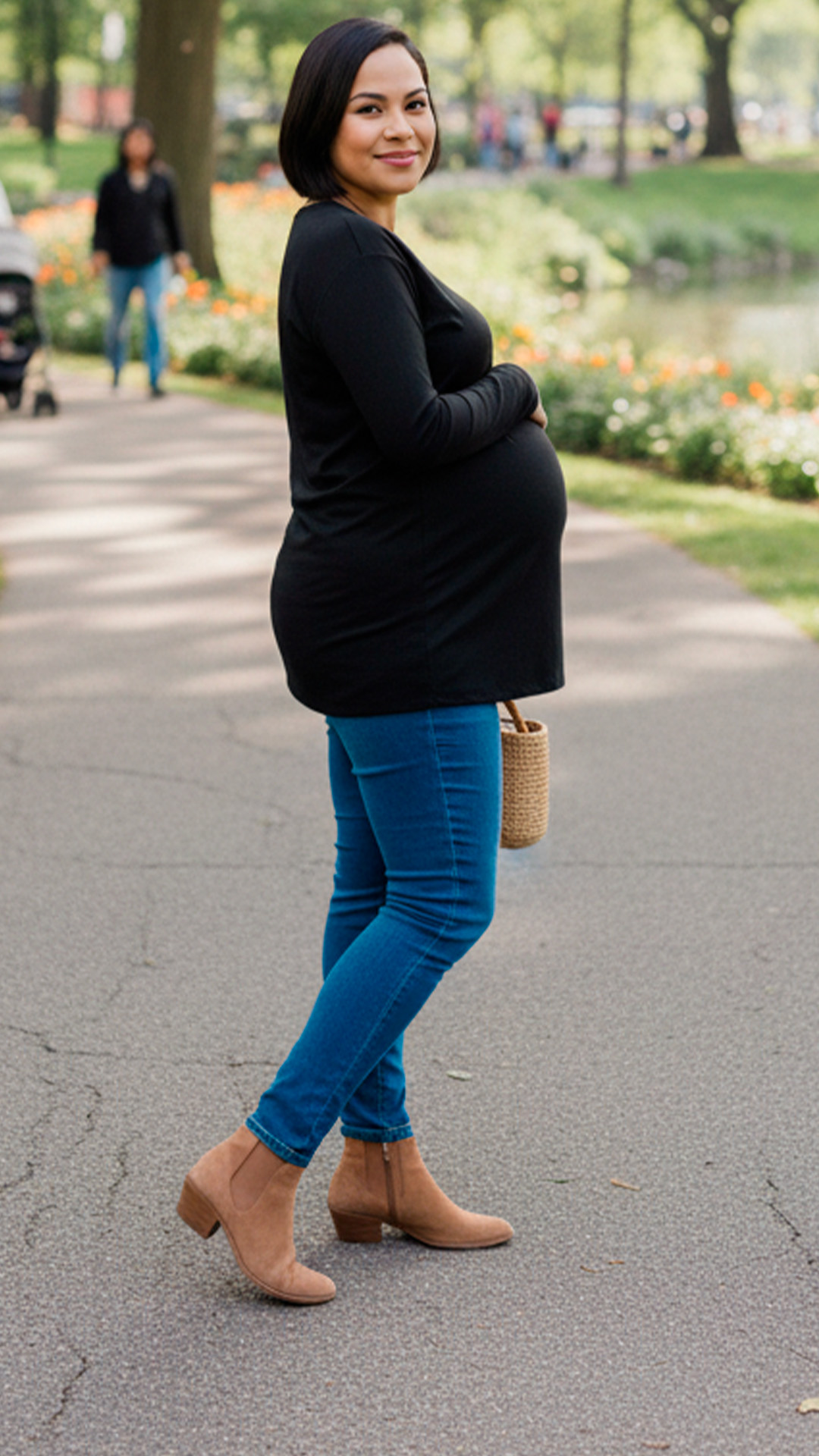 Polo Maternal MangaLarga, Lactancia Cierres Ocultos Laterales, Algodon Negro 11