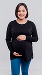 Polo Maternal Aura Manga Larga: Suavidad & Estilo Diario (Negro) - Miniatura 1