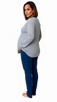 Polo Maternal Aura Manga Larga: Suavidad & Estilo Diario (Gris) - Miniatura 2