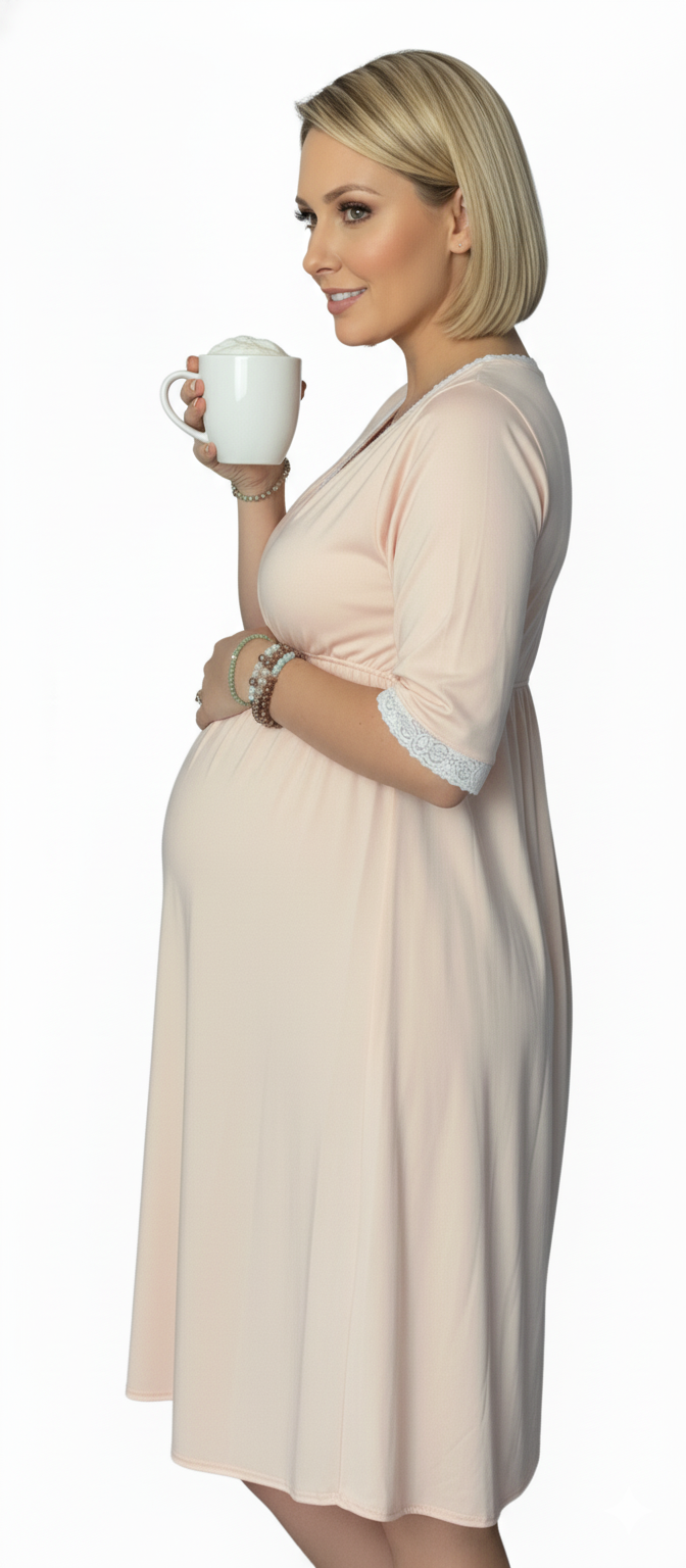 Camisón Maternal Victoria, Manga TresCuarto, Sistema Lactancia, Algodon 17