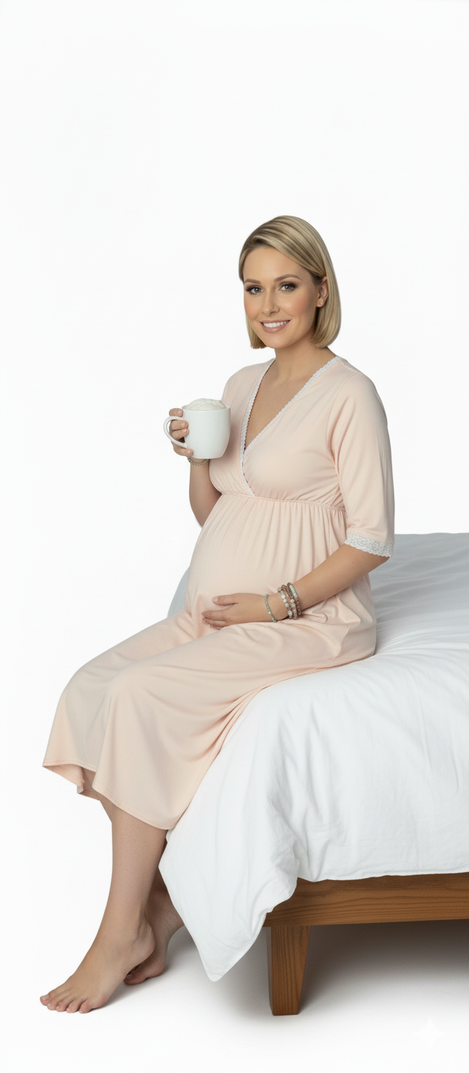 Camisón Maternal Victoria, Manga TresCuarto, Sistema Lactancia, Algodon 19