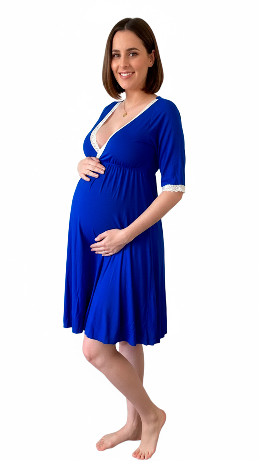 Camison Victoria Manga3/4, Sistema Lactancia, Algodon, Azulino 10