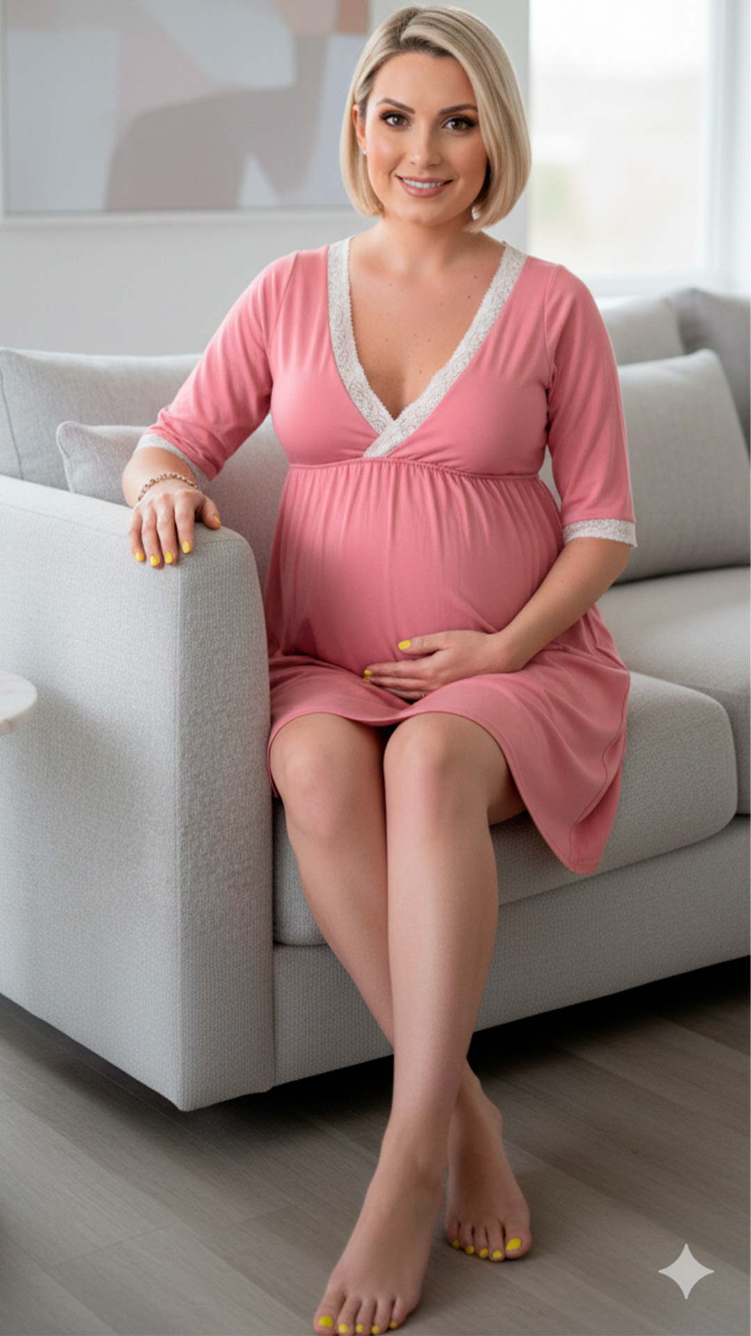 Camisón Maternal Victoria, Manga TresCuarto, Sistema Lactancia, Algodon 27