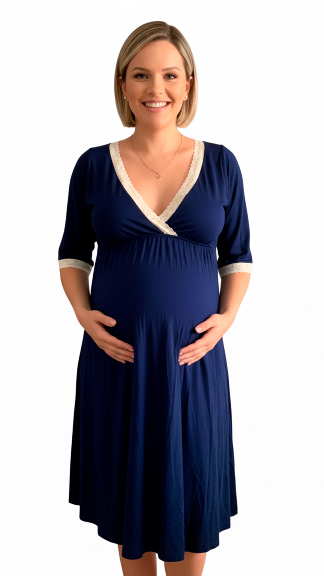 Camisón Maternal Victoria, Manga TresCuarto, Sistema Lactancia, Algodon 37