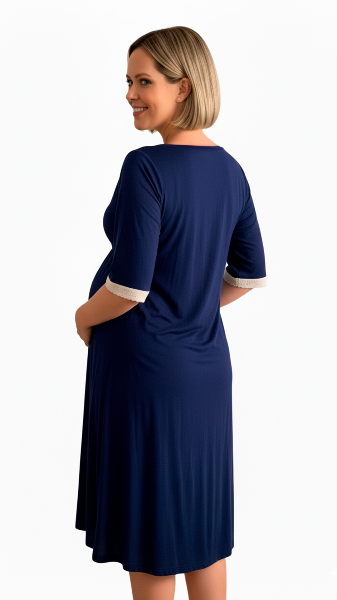 Camisón Maternal Victoria, Manga TresCuarto, Sistema Lactancia, Algodon 38