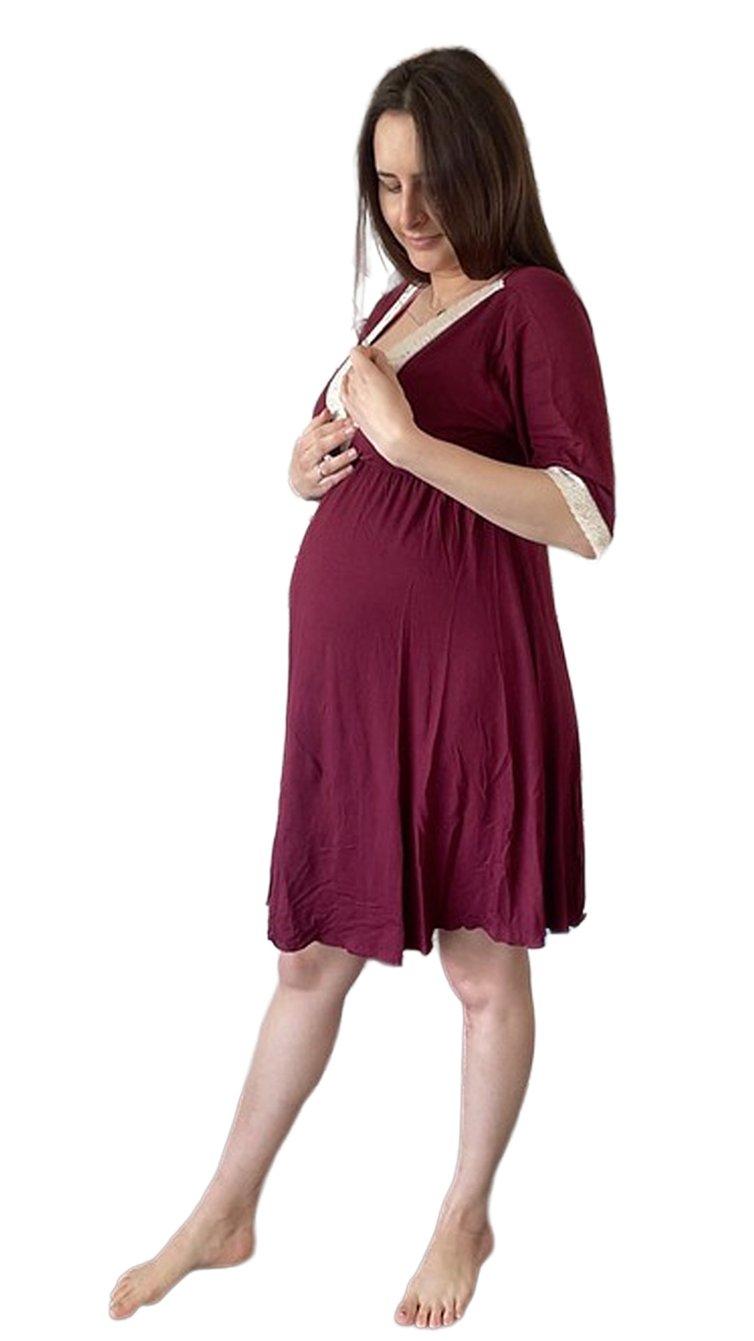 Camison Victoria Manga3/4, Sistema Lactancia, Algodon, Guinda 10