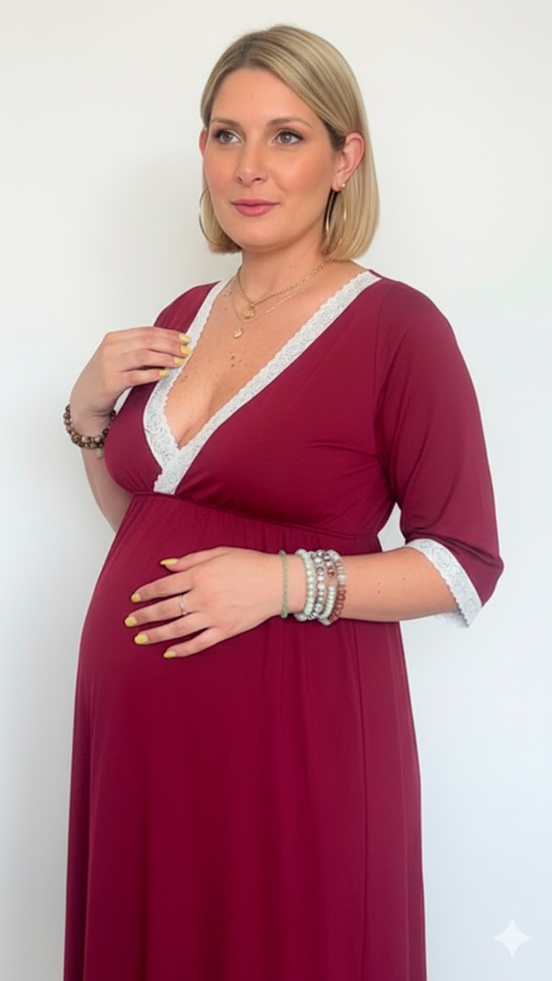 Camison Victoria Manga3/4, Sistema Lactancia, Algodon, Guinda 7