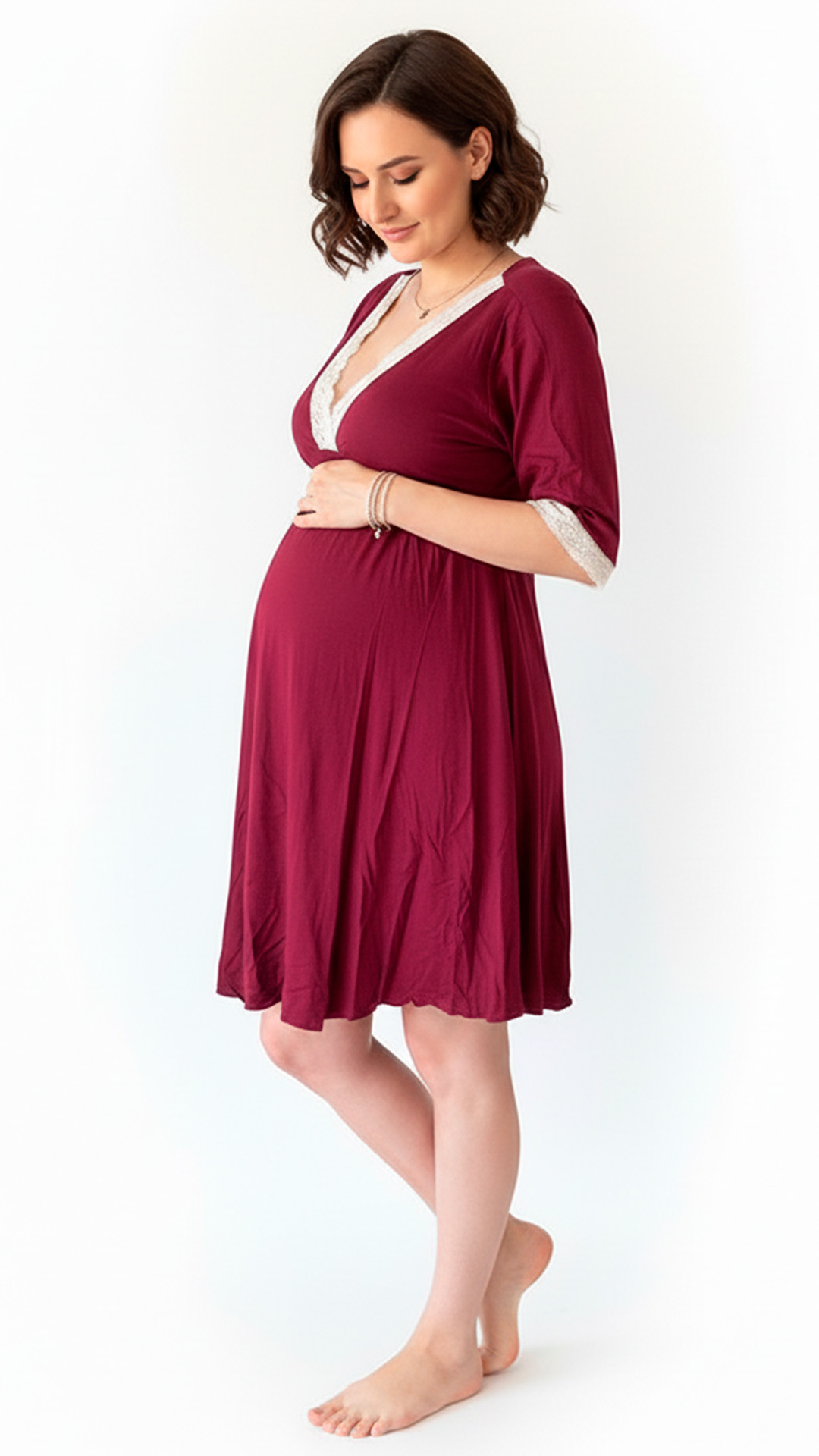 Camison Victoria Manga3/4, Sistema Lactancia, Algodon, Guinda 15