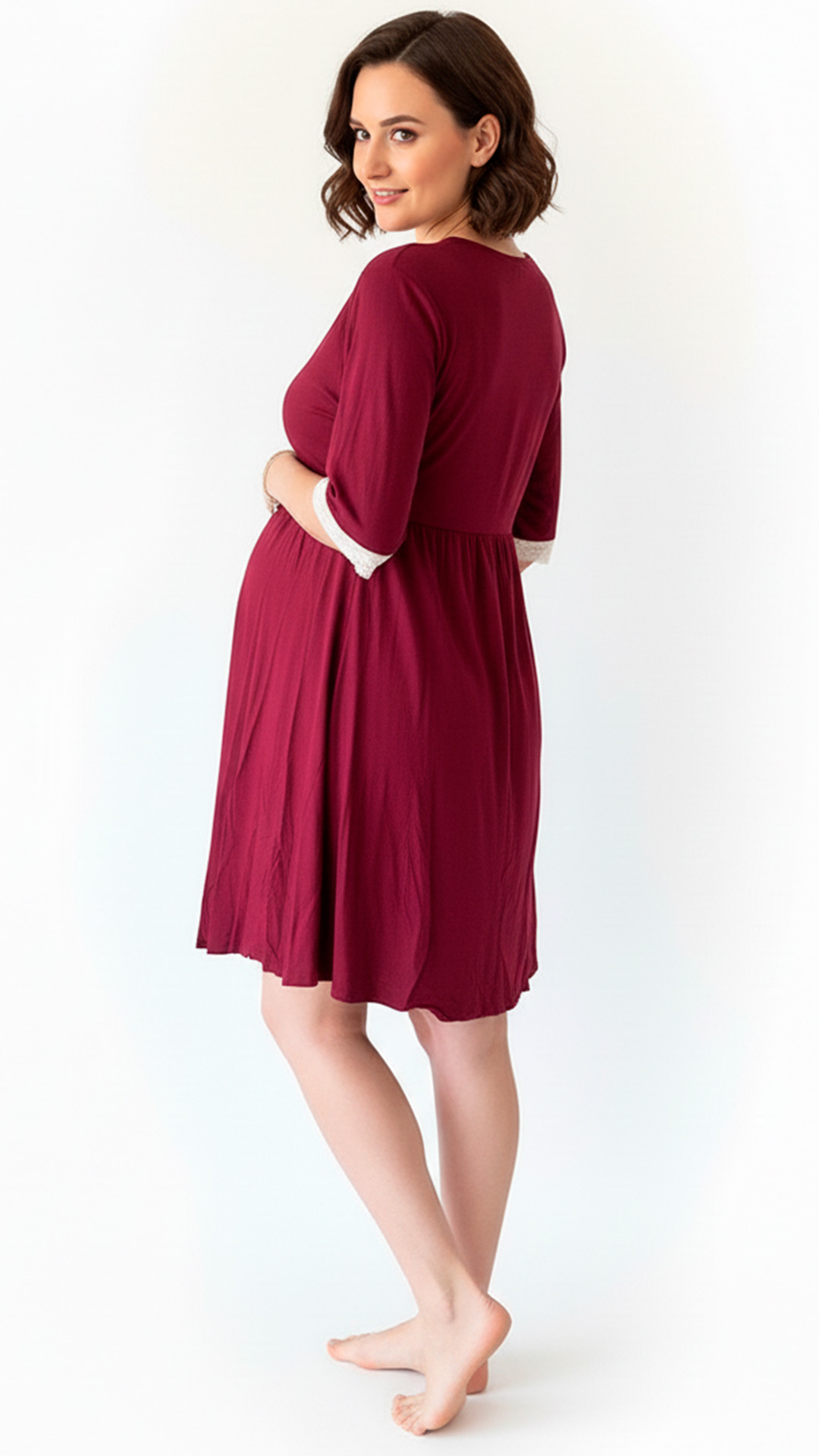 Camison Victoria Manga3/4, Sistema Lactancia, Algodon, Guinda 16