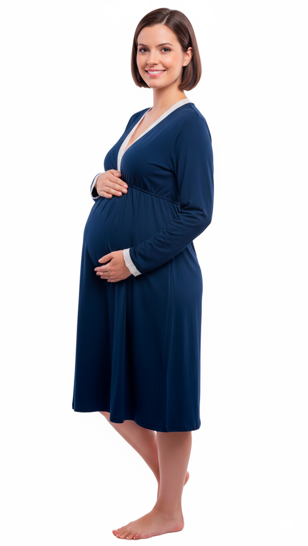 Camison Victoria MangaLarga, Sistema Lactancia, Algodon, Azul 3