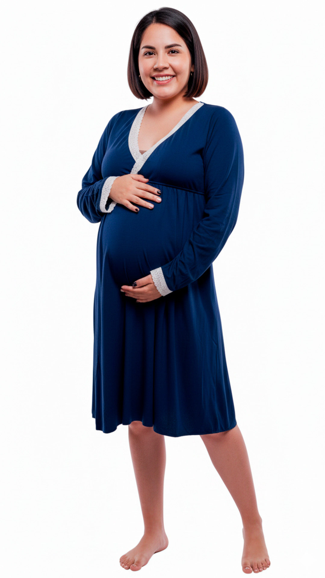 Camison Victoria MangaLarga, Sistema Lactancia, Algodon, Azul 4