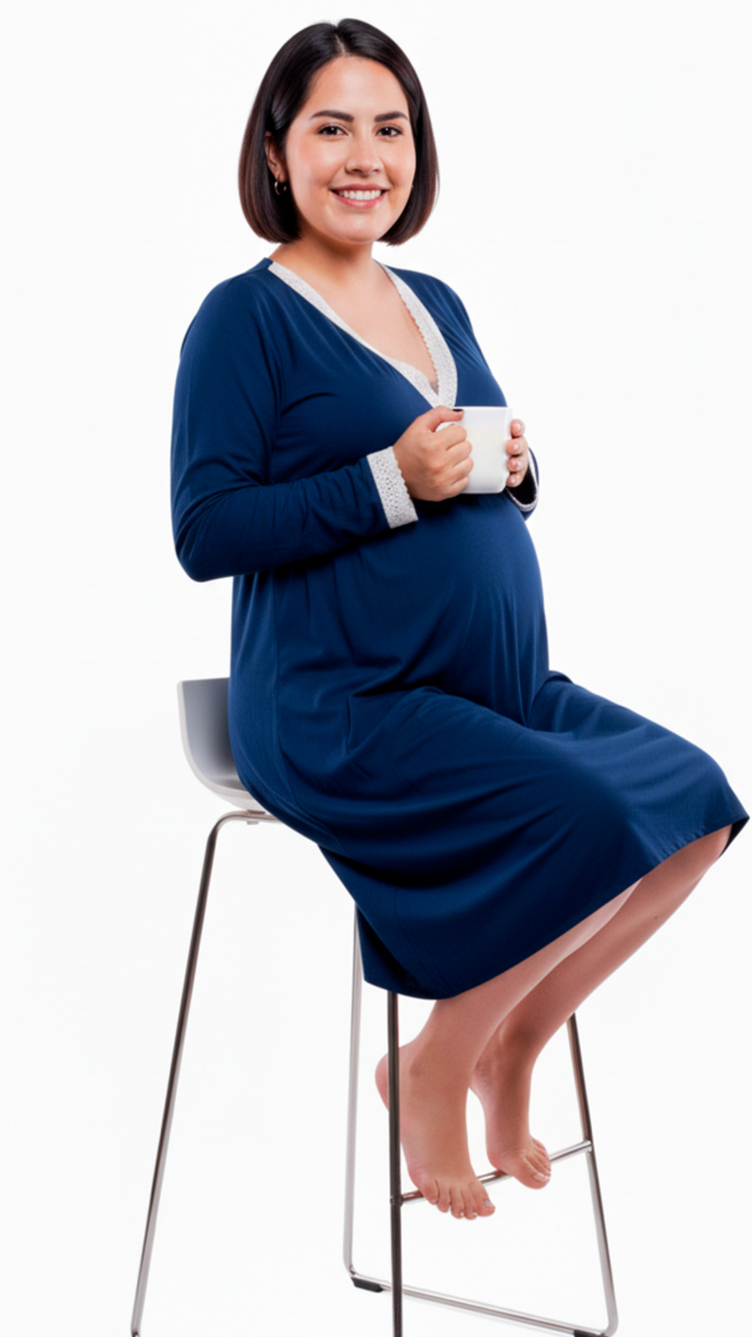 Camison Victoria MangaLarga, Sistema Lactancia, Algodon, Azul 8