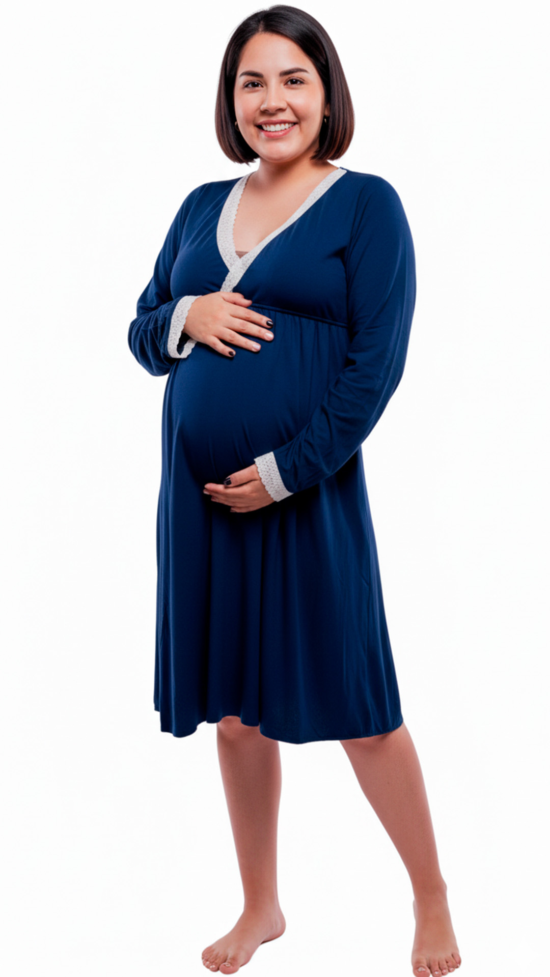 Camison Victoria MangaLarga, Sistema Lactancia, Algodon, Azul 9