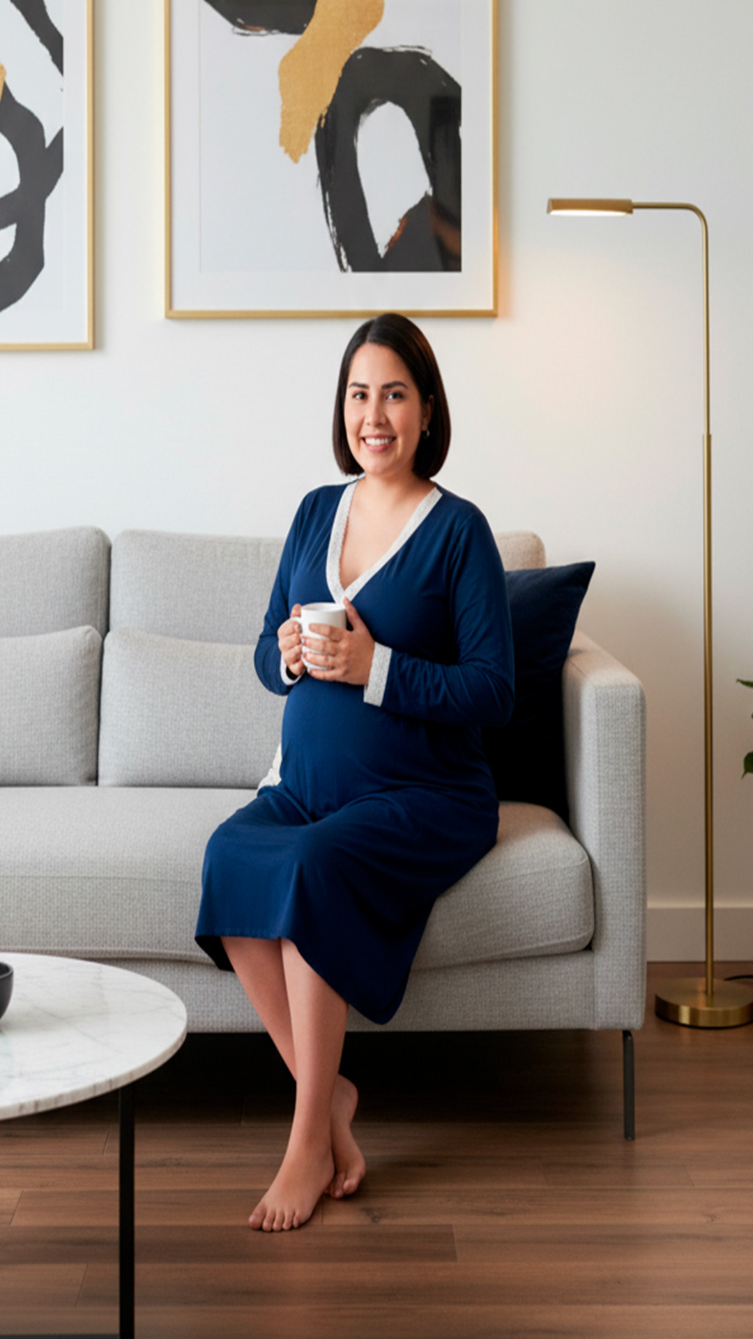 Camison Victoria MangaLarga, Sistema Lactancia, Algodon, Azul 10