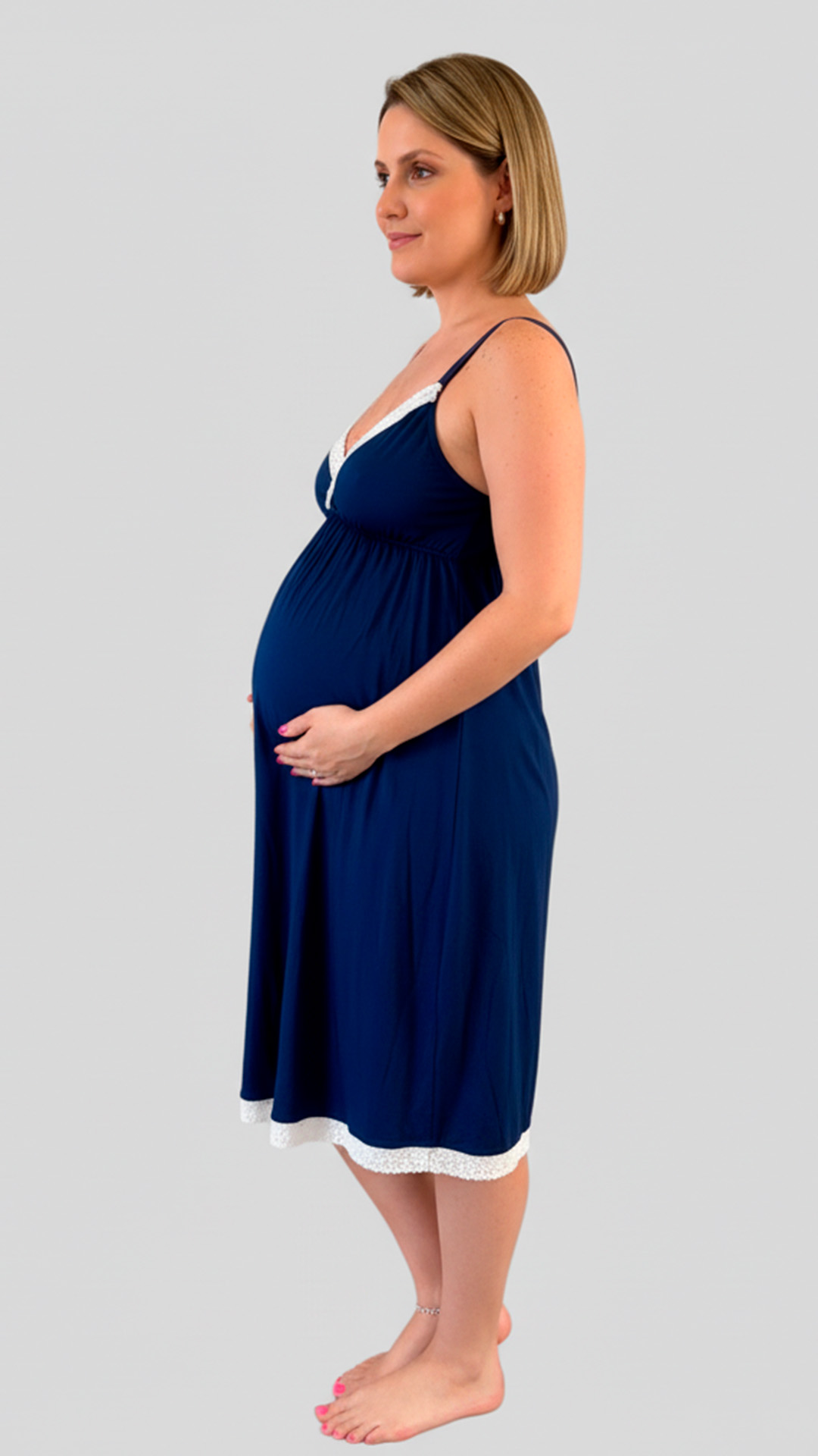 Camison Victoria MangaCero, Sistema Lactancia, Algodon, Azulino 3