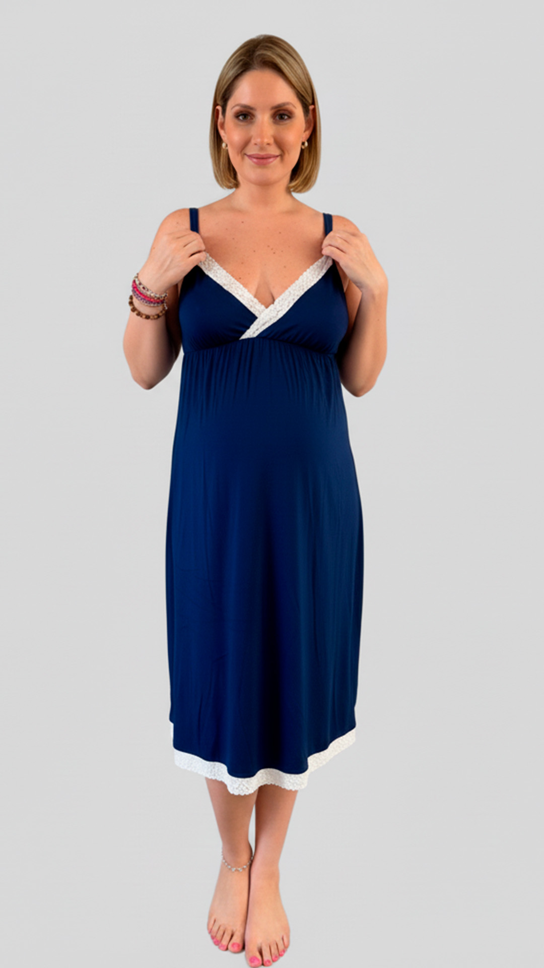 Camison Victoria MangaCero, Sistema Lactancia, Algodon, Azulino 11