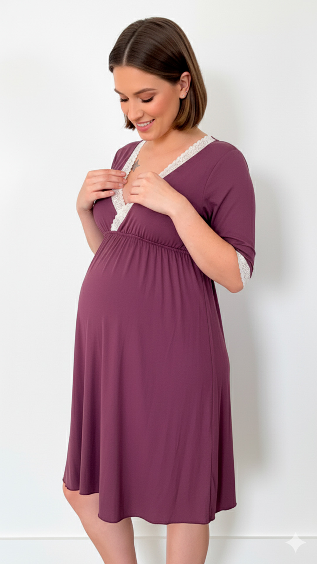 Camison Victoria Manga3/4, Sistema Lactancia, Algodon, Morado 5