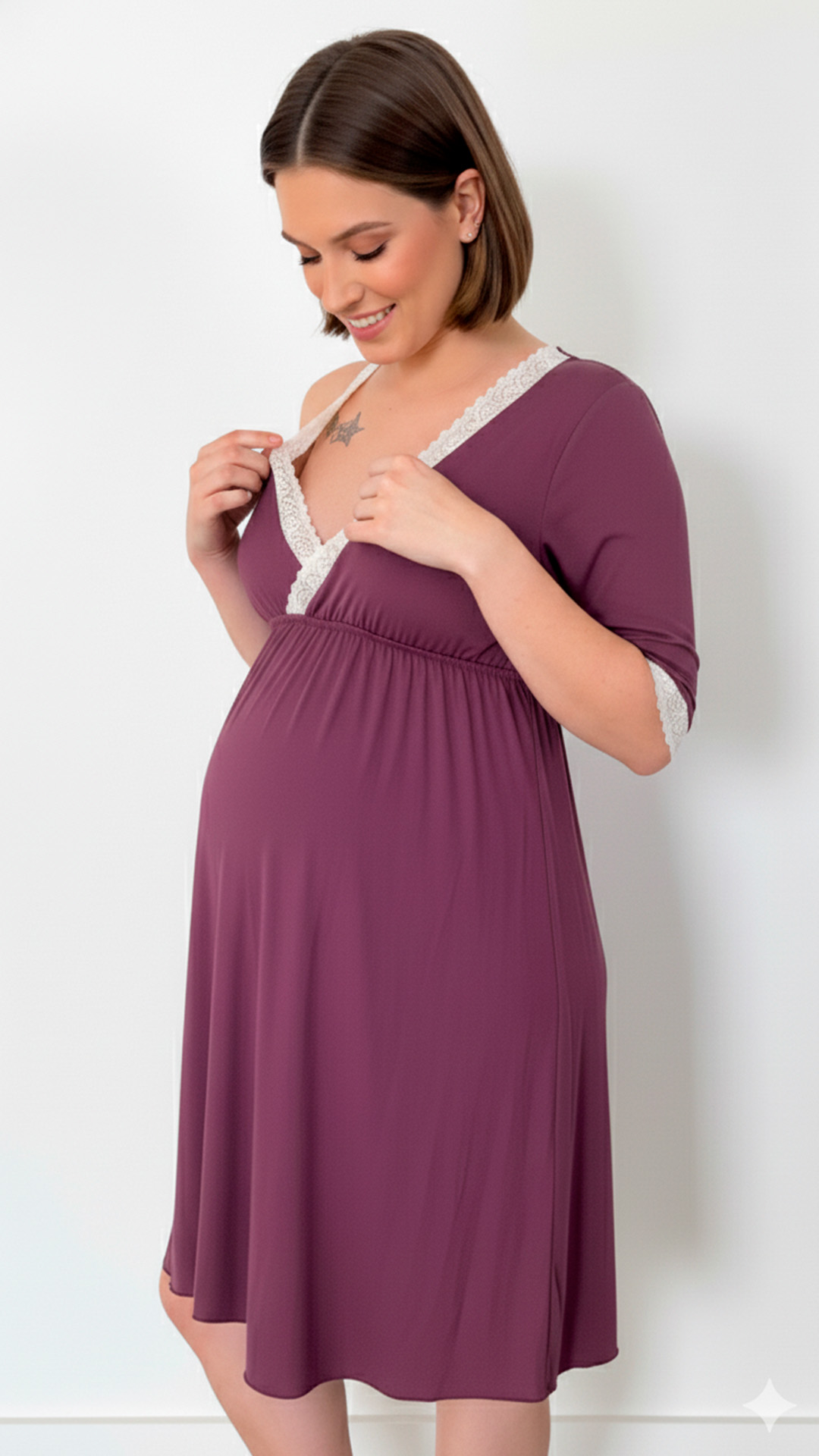 Camison Victoria Manga3/4, Sistema Lactancia, Algodon, Morado 6