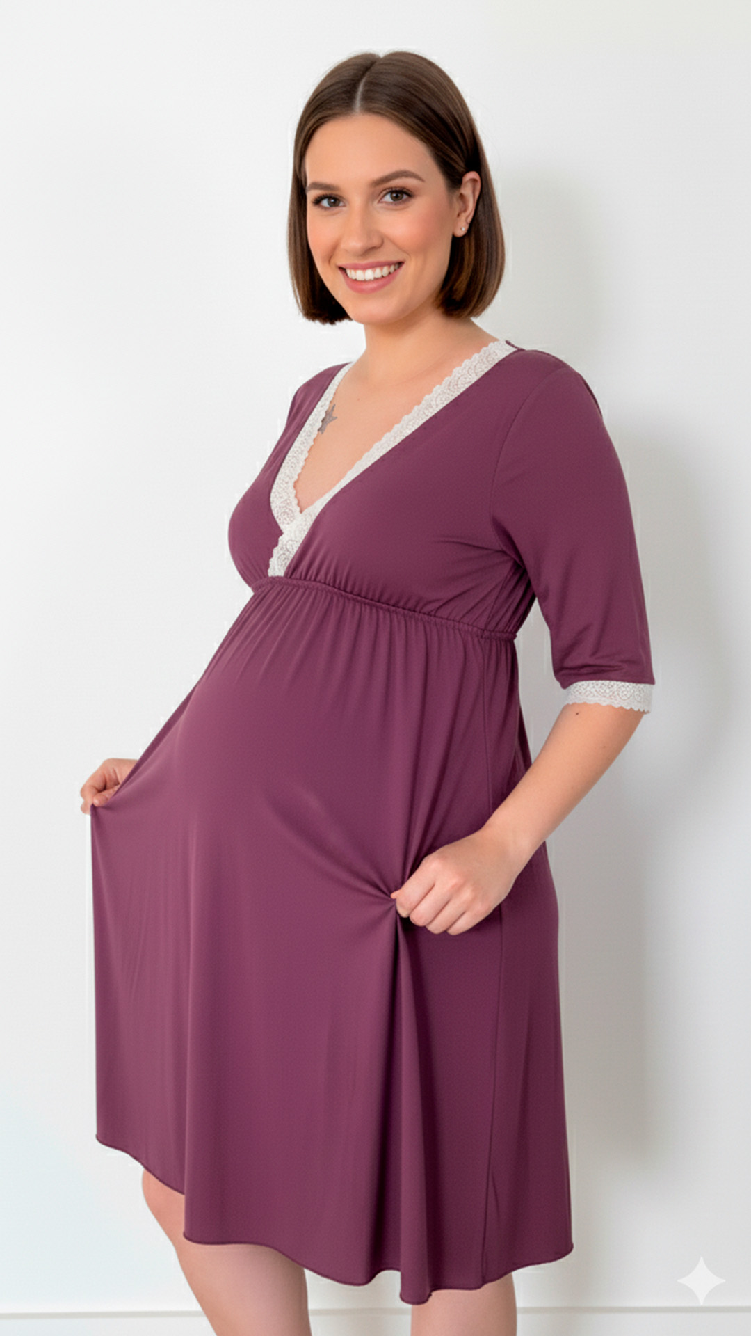 Camison Victoria Manga3/4, Sistema Lactancia, Algodon, Morado 10