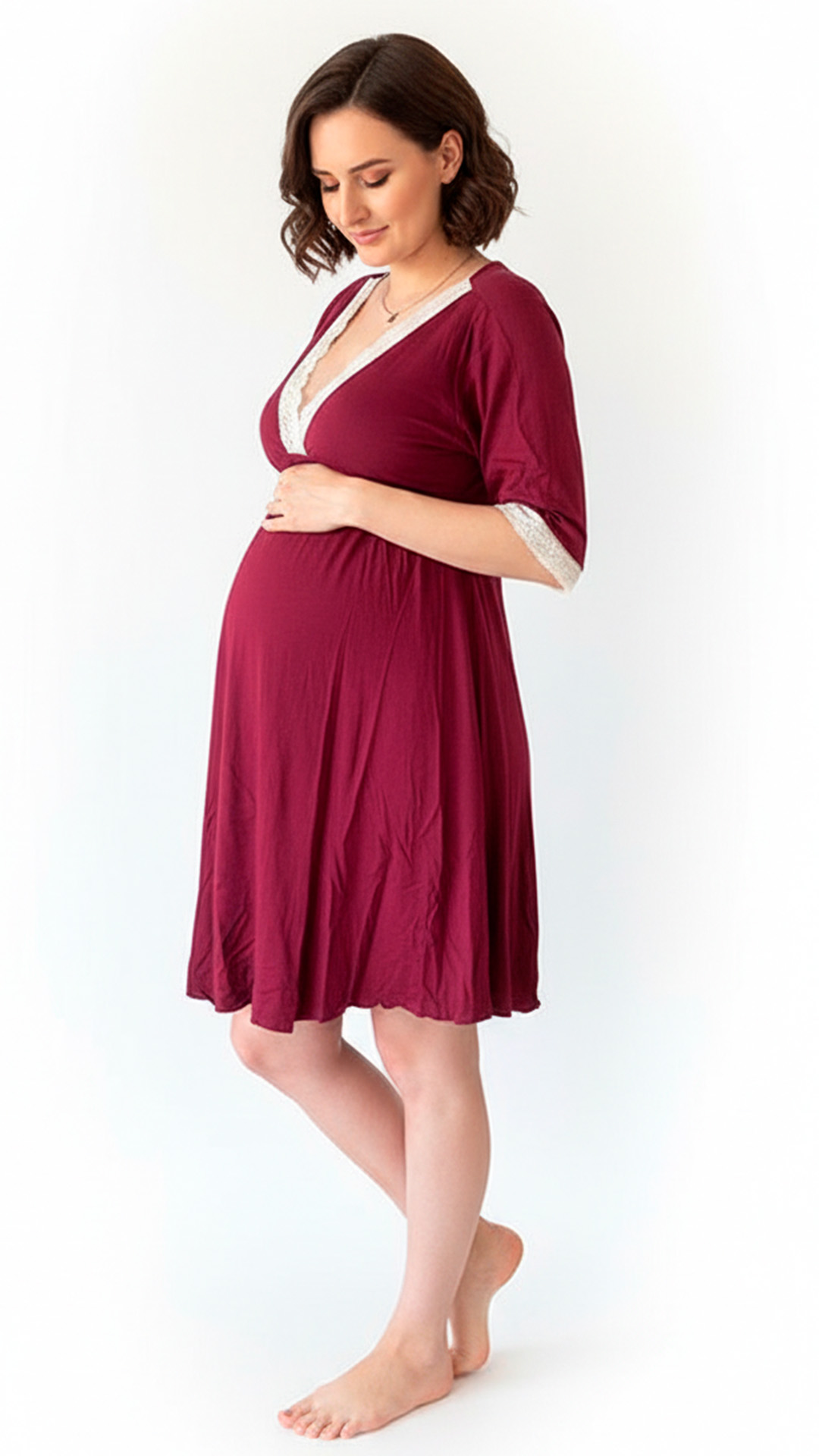 Camisón Maternal Victoria, Manga TresCuarto, Sistema Lactancia, Algodon 39