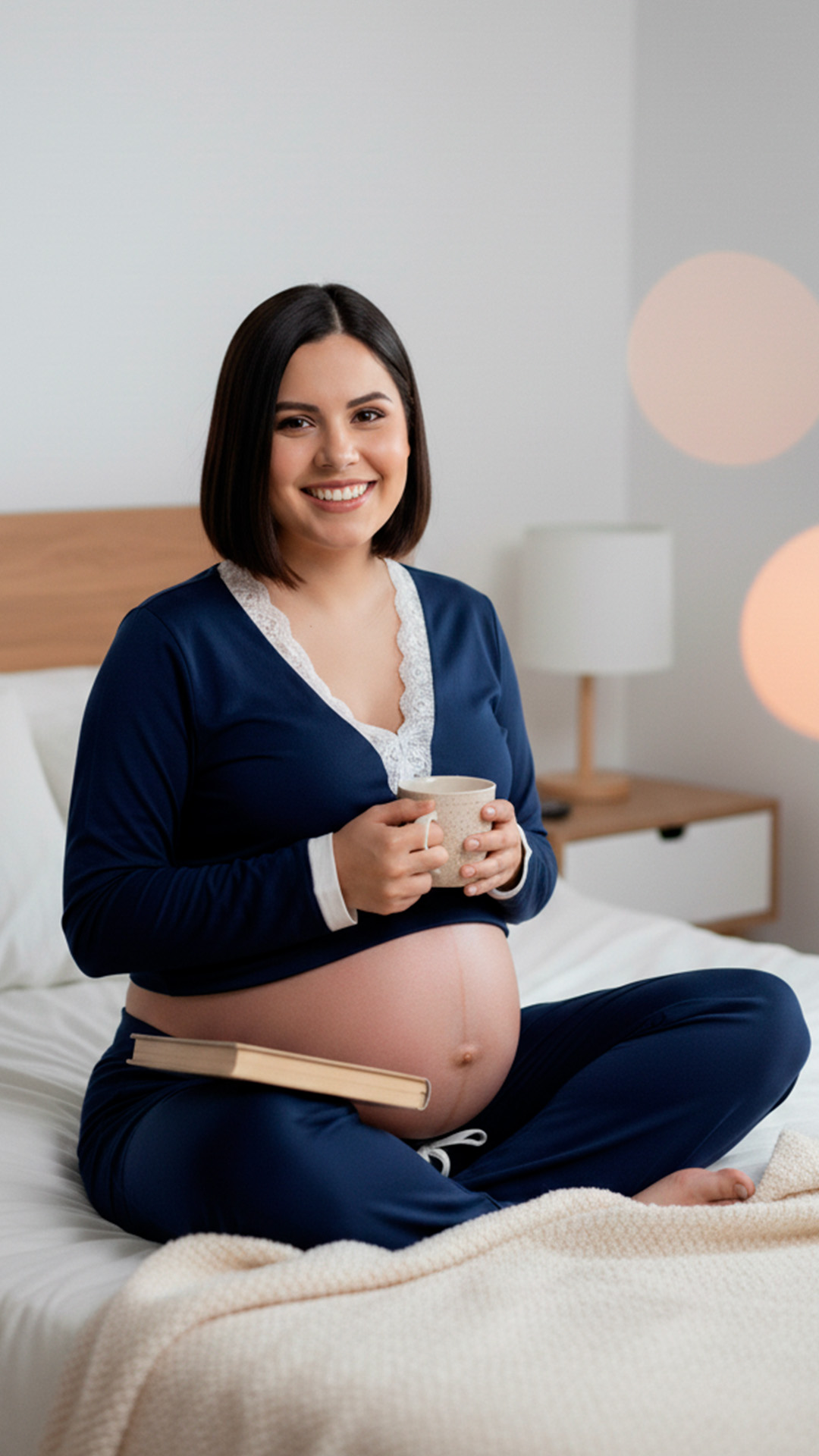 Pijama Maternal  Modelo Victoria, MangaLarga, Algodon, Sistema Lactancia, Azul 8