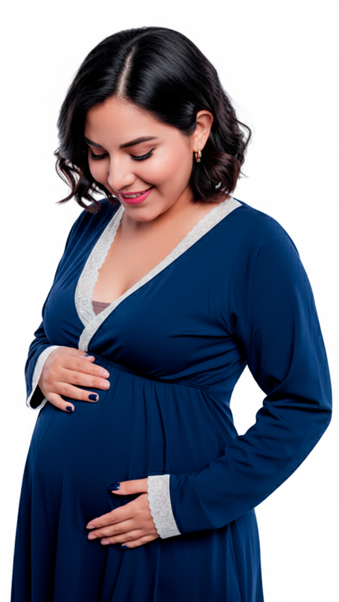 Pijama Maternal  Modelo Victoria, MangaLarga, Algodon, Sistema Lactancia, Azul 13