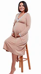 Camisón Maternal Victoria: Manga Larga & Sistema de Lactancia (Beige) - Miniatura 9