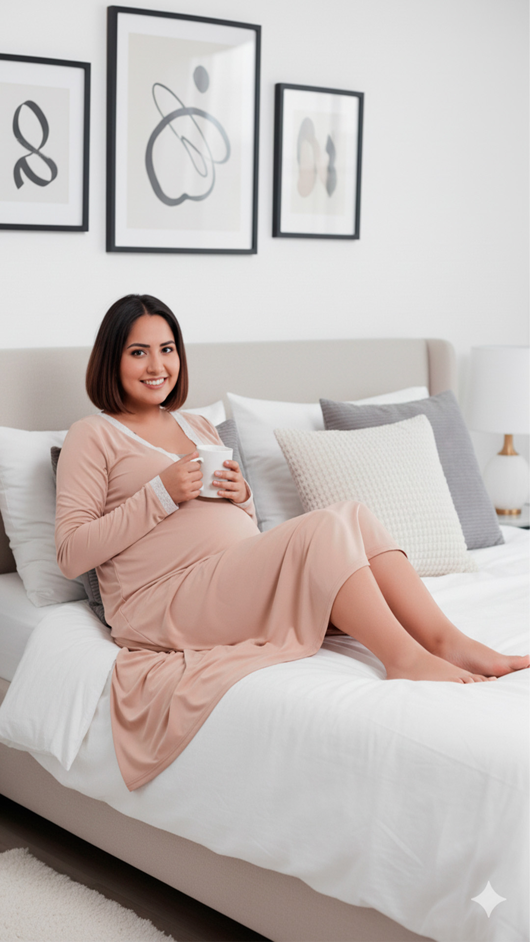 Camison Victoria MangaLarga, Sistema Lactancia, Algodon, Beige 10