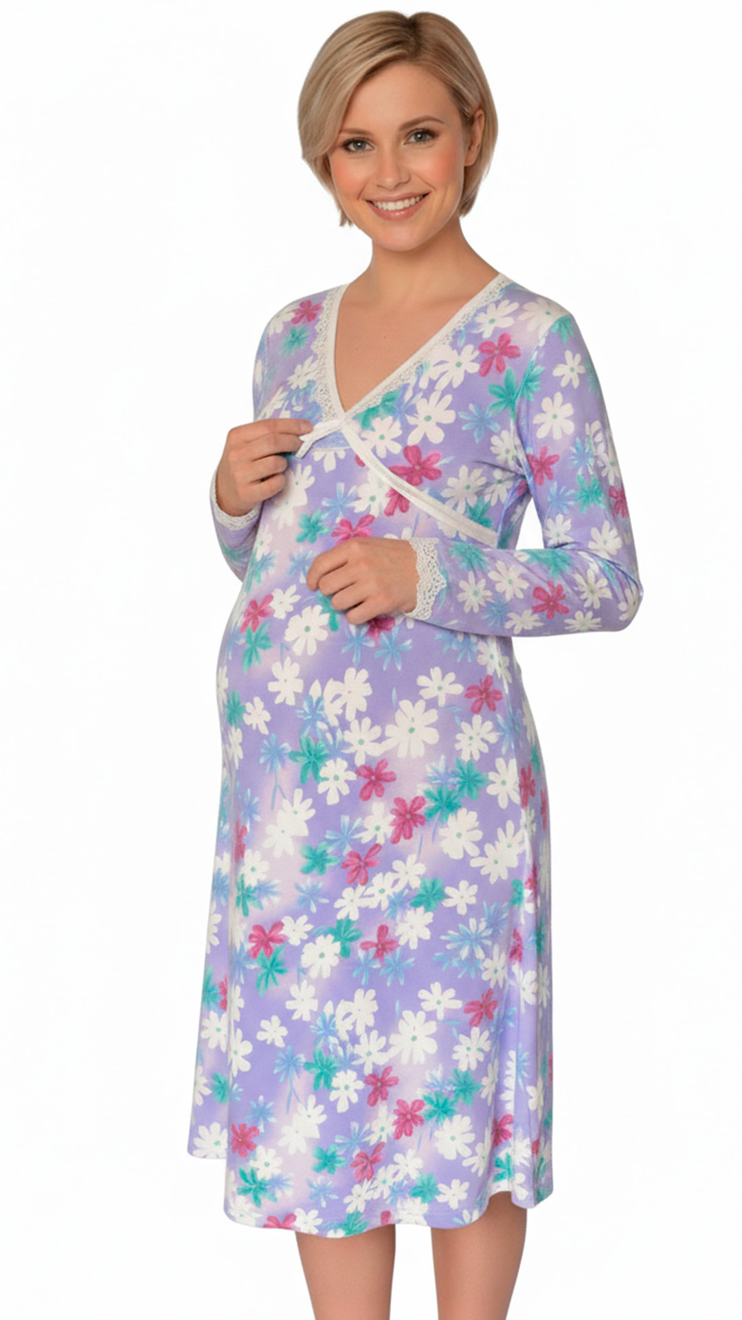 Camison Maternal Cruzado, MangaLarga, Sistema Lactancia, Varios Colores 39