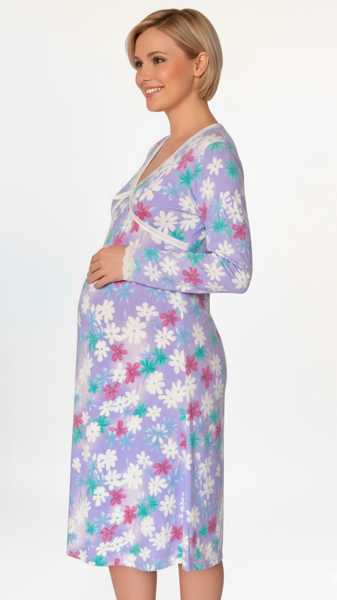 Camison Maternal Cruzado, MangaLarga, Sistema Lactancia, Varios Colores 42