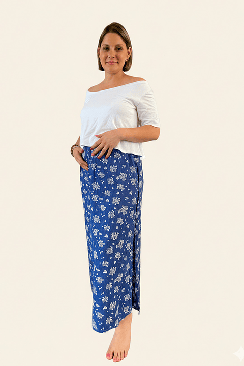 Vestido Maternal Maxi Dual | Lactancia y Embarazo (Azul)