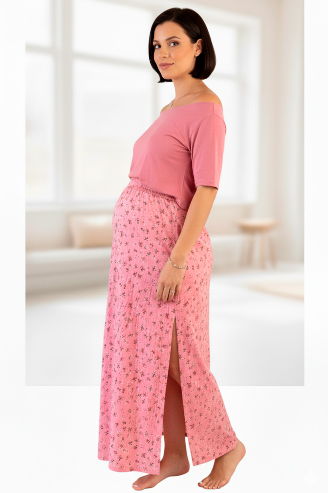 Vestido Maternal, Falda Maxi y Polo Aperturas de Lactancia  1