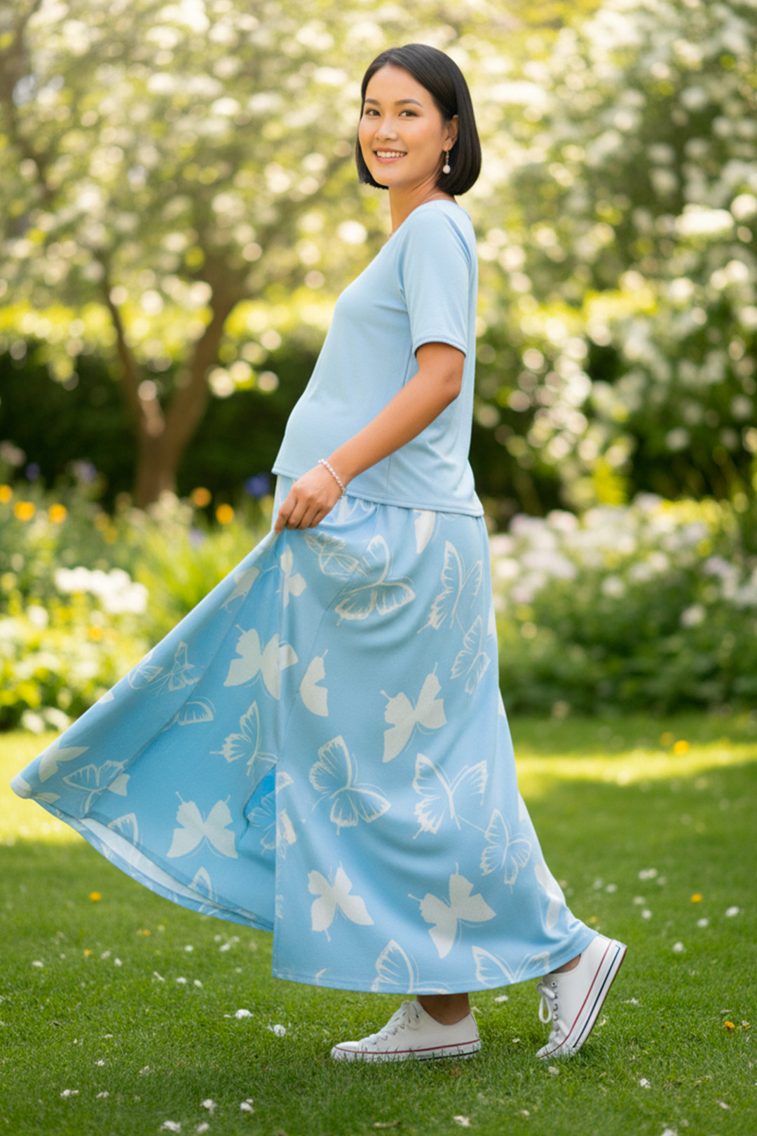 Vestido Maternal, Falda Maxi y Polo Aperturas de Lactancia Verano 18