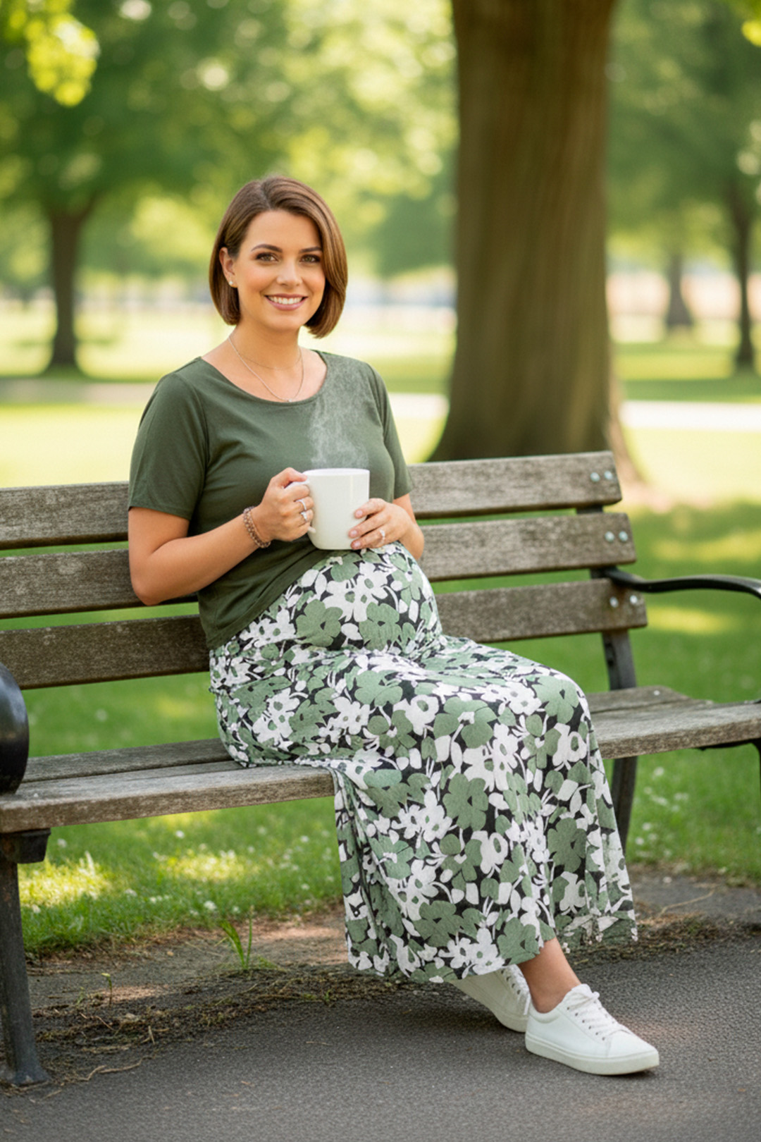 Vestido Maternal, Falda Maxi y Polo Aperturas de Lactancia Verano 32