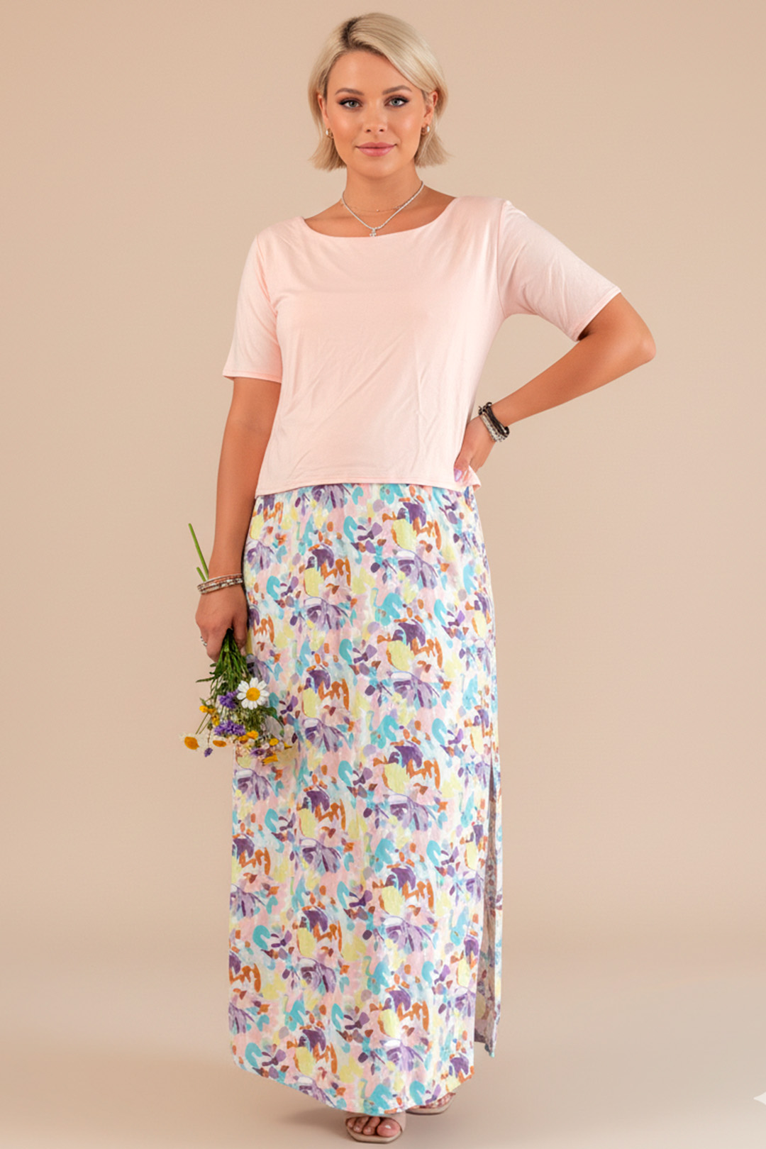 Vestido Maternal, Falda Maxi y Polo Aperturas de Lactancia Verano 36