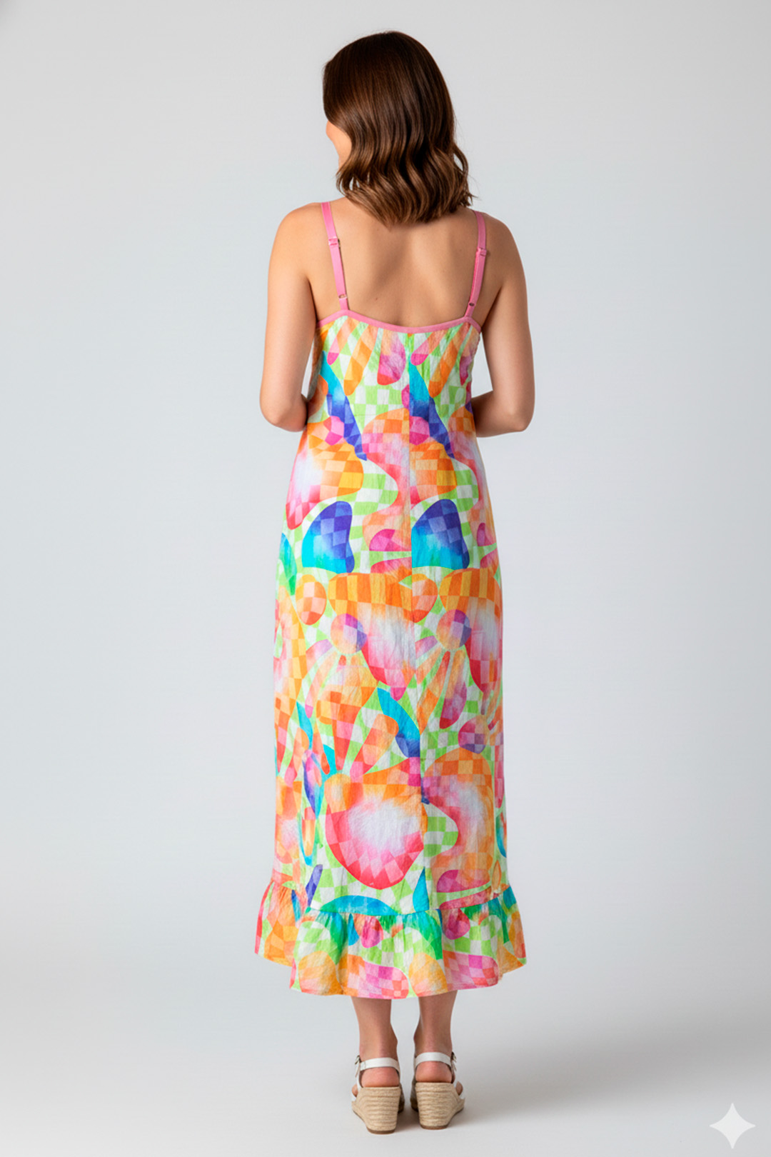 Vestido Maternal Tiritas Broche y Top Lactancia, AmarilloMulticolorNaranja 2