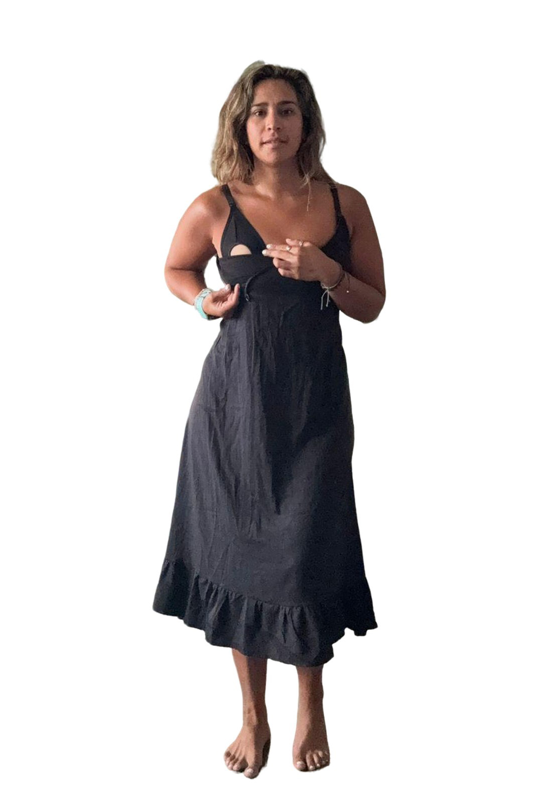 Vestido Maternal Tiritas Broche y Top Lactancia, Azul 6