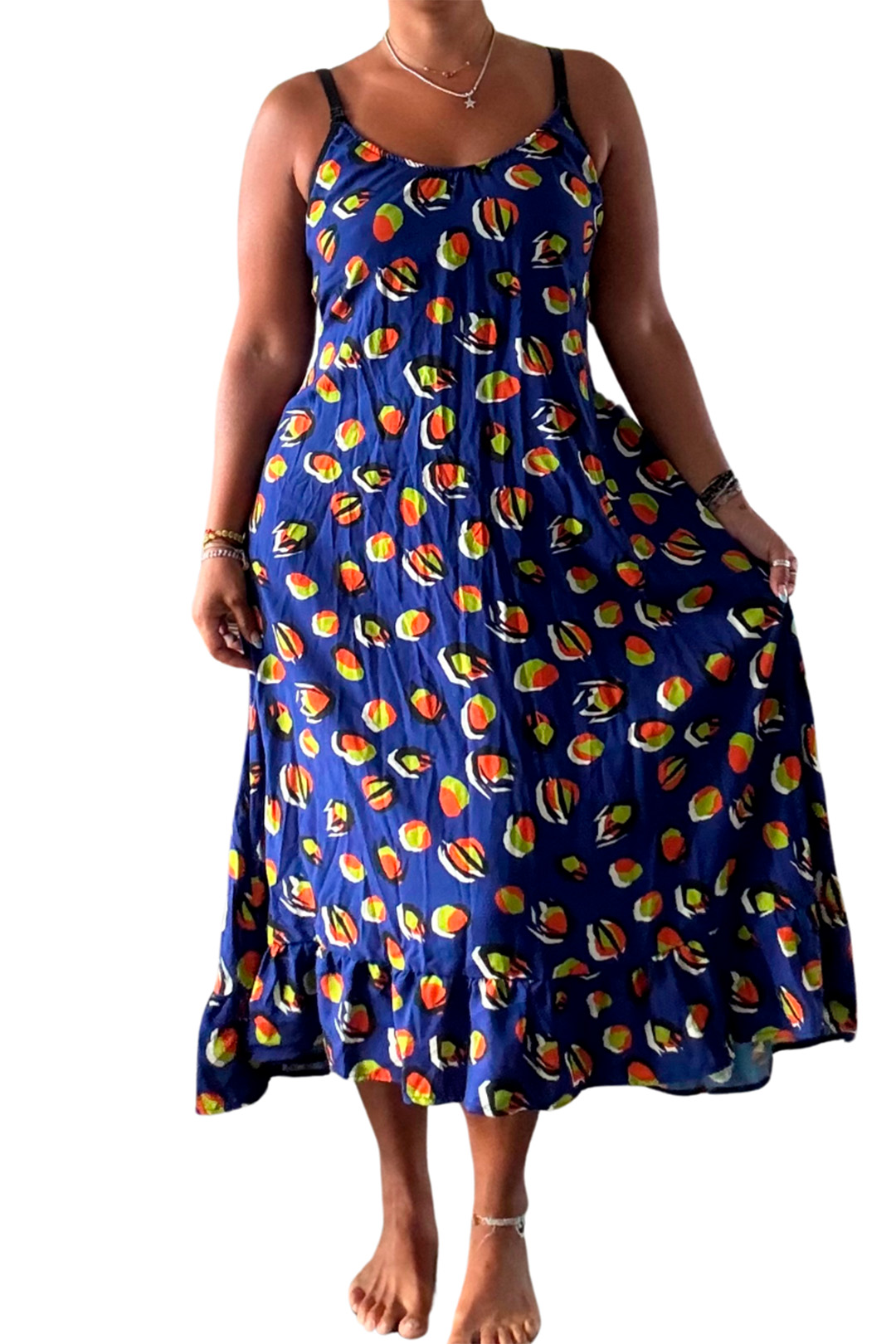 Vestido Maternal Tiritas Broche y Top Lactancia, AzulFrutas 15