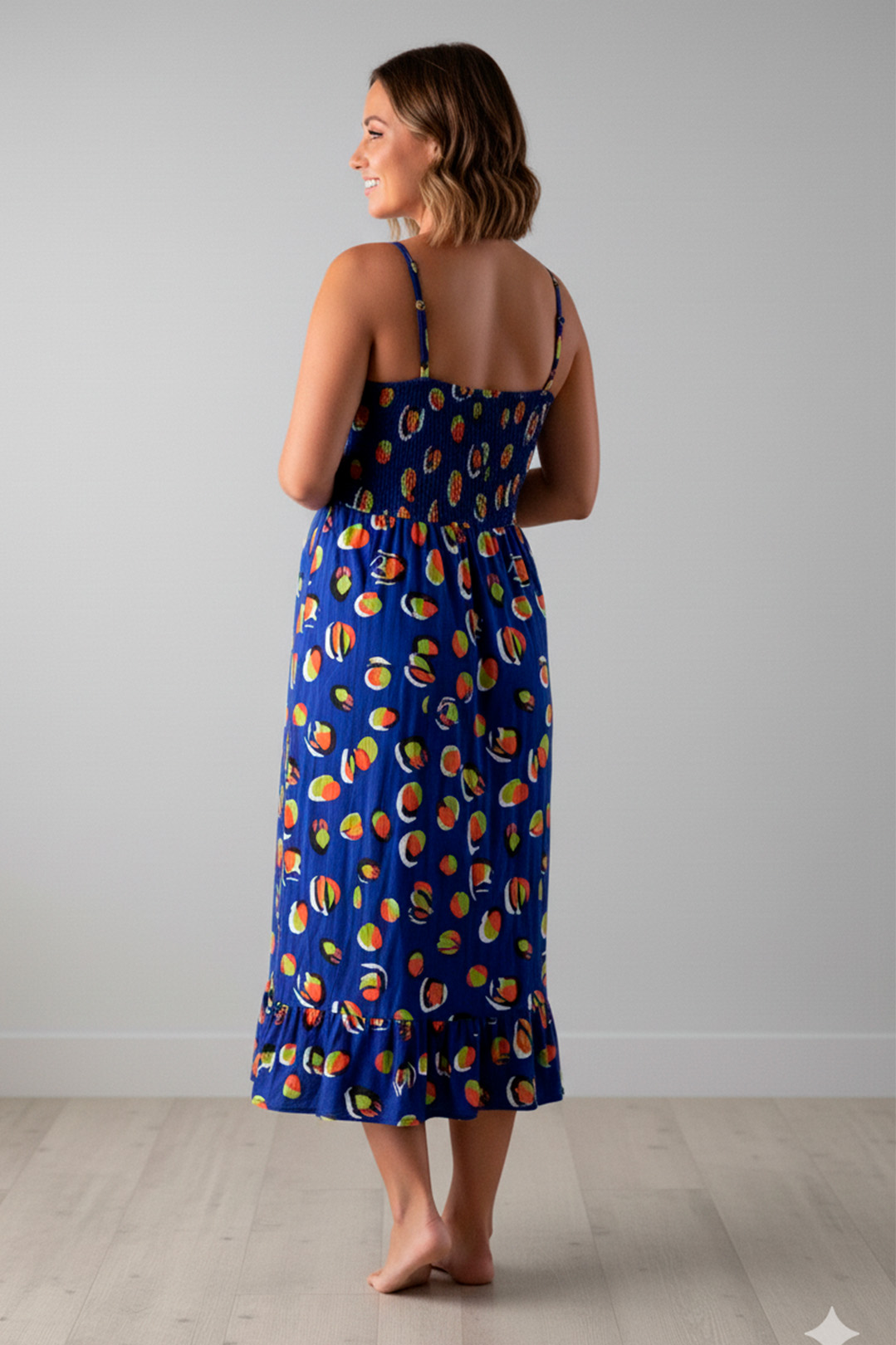 Vestido Maternal Tiritas Broche y Top Lactancia, AzulFrutas 4