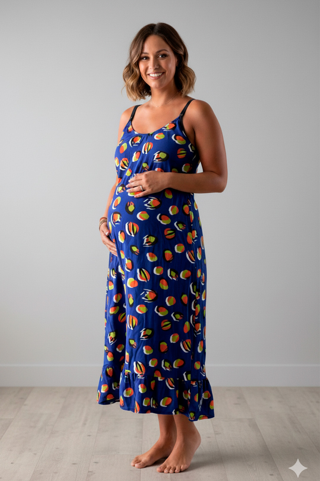 Vestido Maternal Tiritas Broche y Top Lactancia, AzulFrutas 7