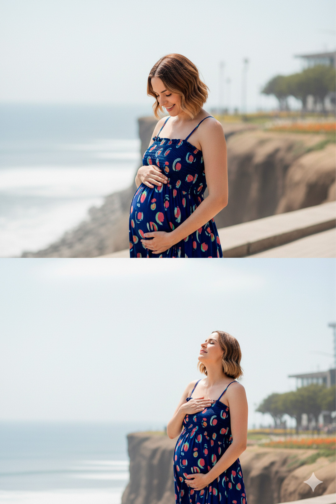 Vestido Maternal Tiritas Broche y Top Lactancia, AzulFrutas 9