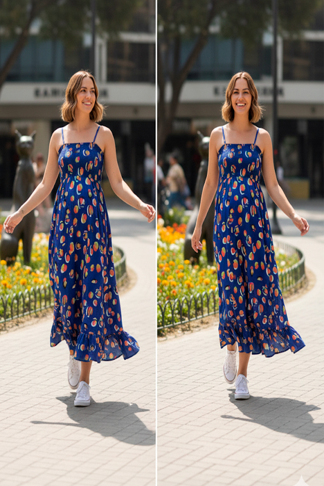 Vestido Maternal Tiritas Broche y Top Lactancia, AzulFrutas 11